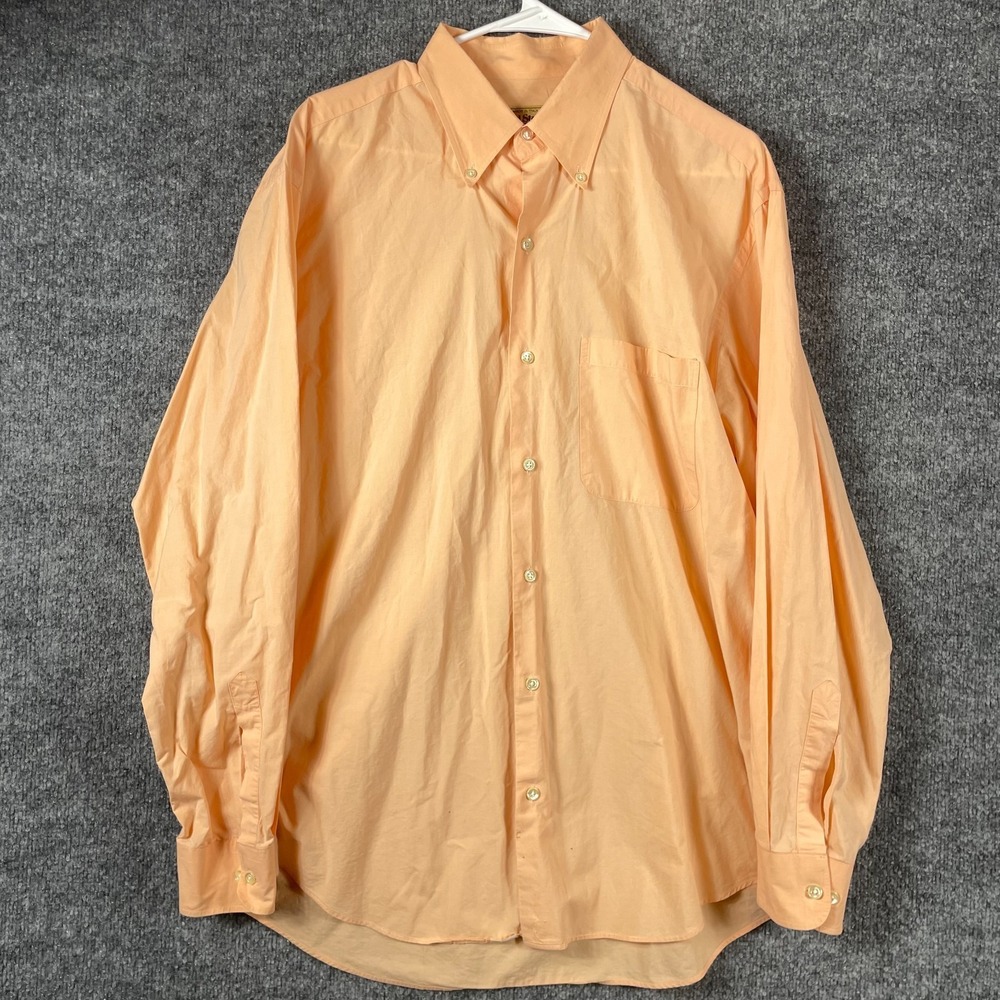 Paul Stuart Shirt Mens Extra Large XL Orange Button‎ Up Dress Logn Sleeve Luxury